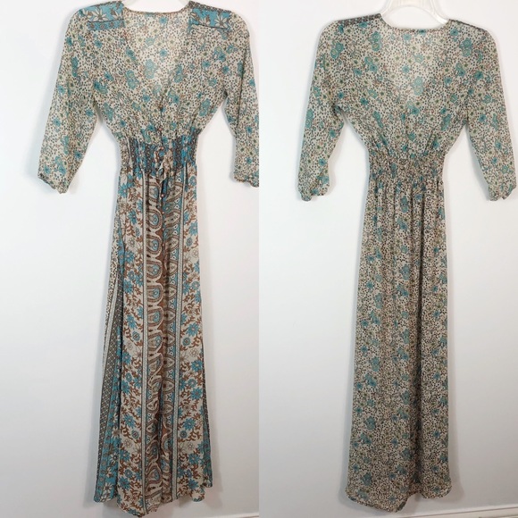 Other - Floral Bohemian Maxi Duster Sheer Cover-Up